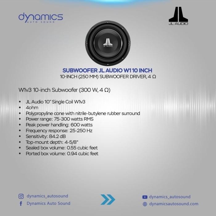 PREMIUM SUBWOOFER JL AUDIO W1V3 10 INCH GARANSI RESMI 4 OHM 2 OHM