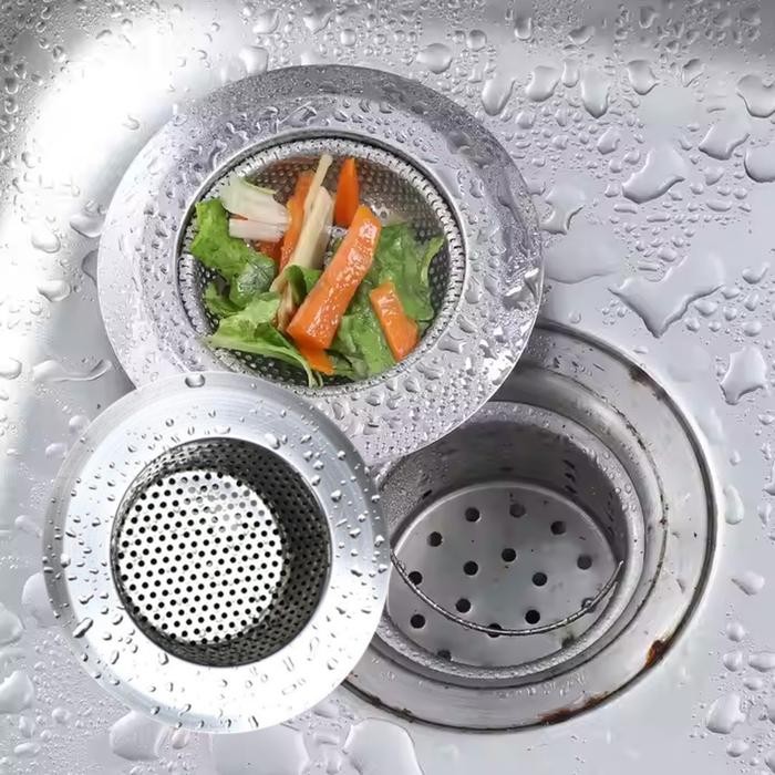 PREMIUM Saringan Penutup Lubang Wastafel Sink Cuci Piring Anti Tersumbat Stainless Steel 7cm 9cm