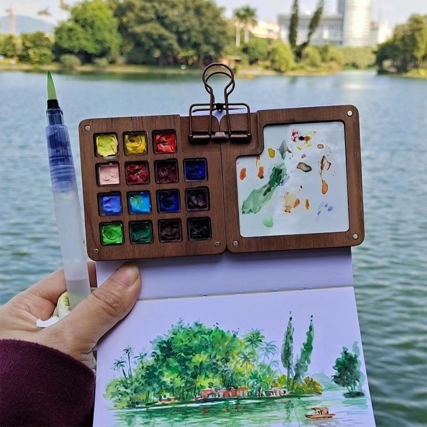 

Mini Palette Wooden Magnetic / Magnetic Wooden Palette For Watercolor / Palette Kayu Mini Watercolor