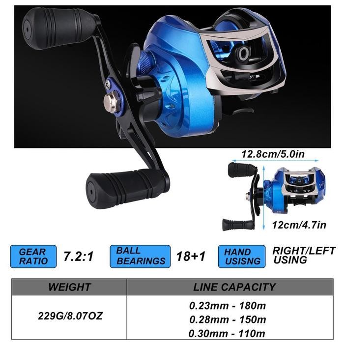 Produk REEL BC 18+1 BEARING 7.2:1 REEL BAIT CASTING REL BC RELL BC RIEL BC RIL BC RILL BC REAL BC