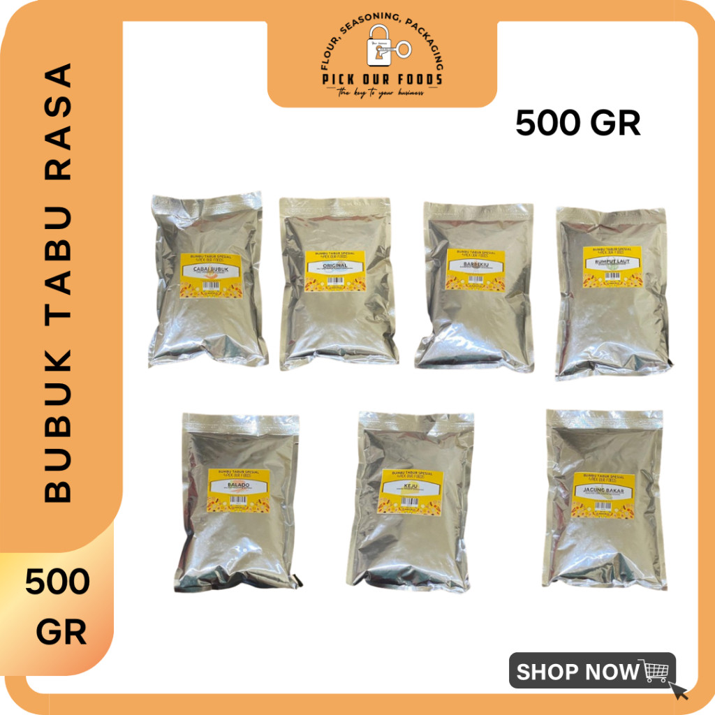 

Bubuk Tabur Pedas/seaweed/balado/bbq/jagung bakar/ Keju/sapiPanggang/Kunyit/Pala Bubuk Shihlin 500gr