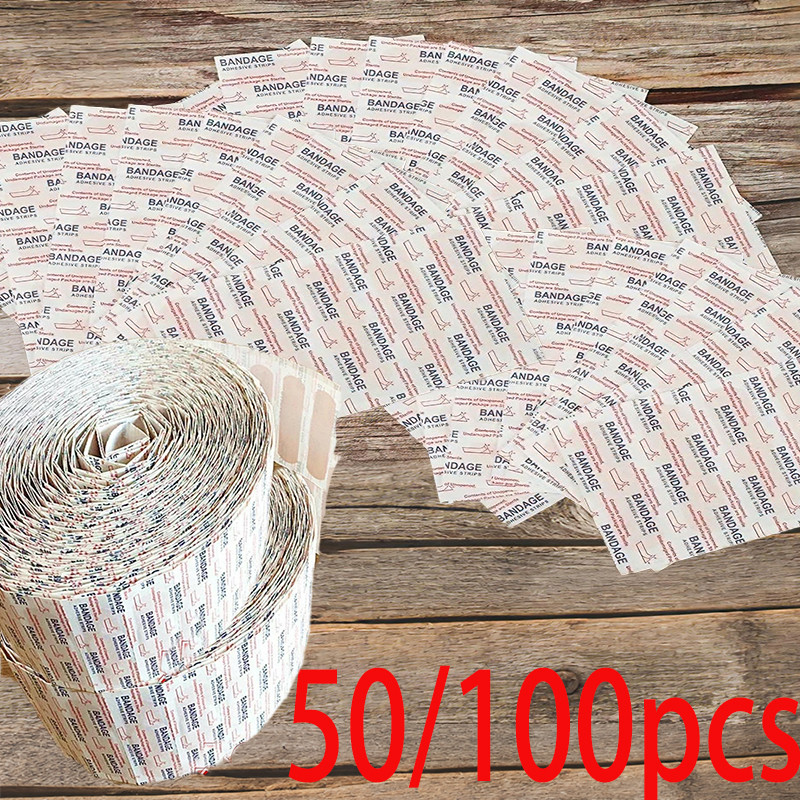 50-100Pcs Band-Aids Waterproof Breathable Cushion Adhesive Plaster Wound Hemostasis Sticker Band