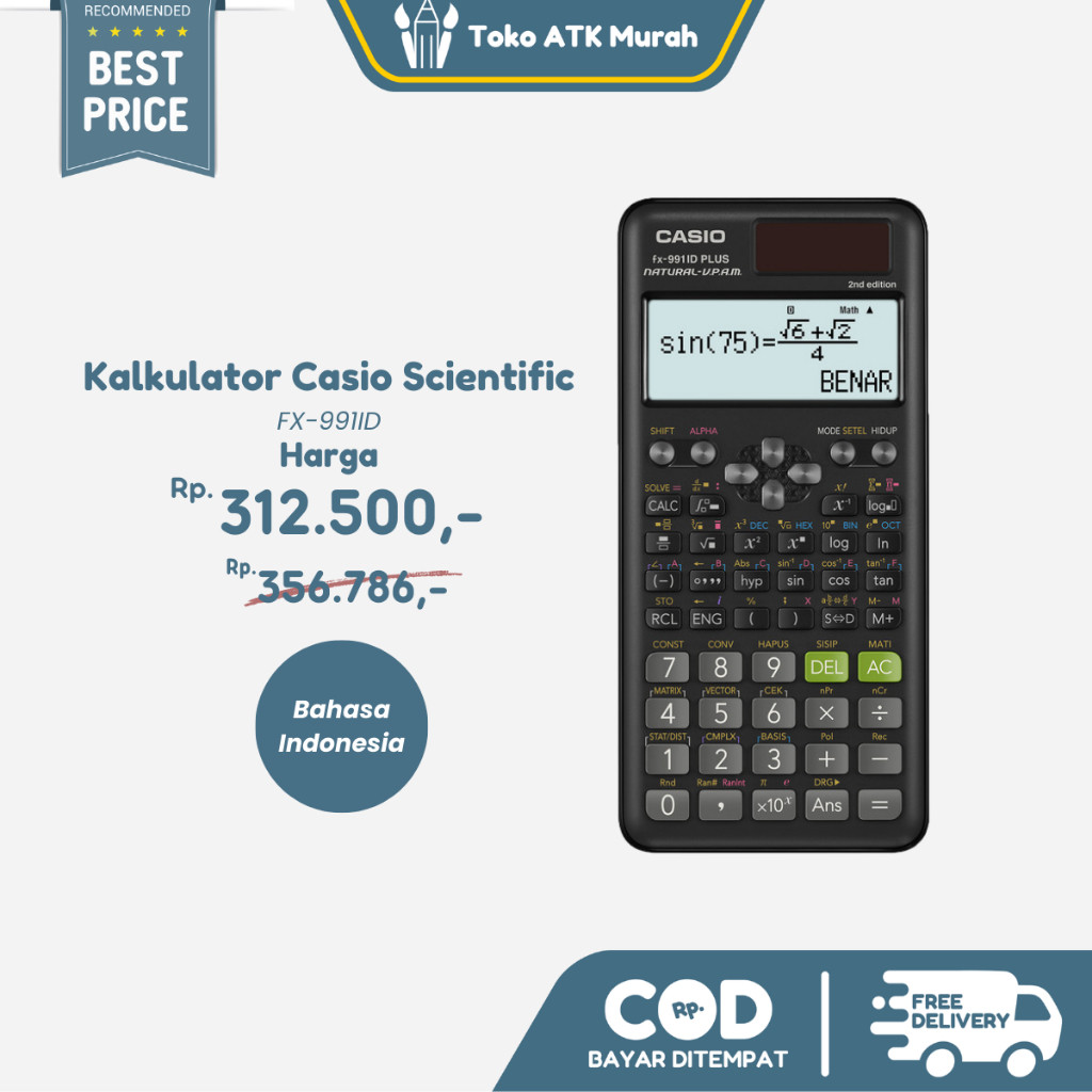 

Calculator Scientific Casio FX-991 ID PLUS - Kalkulator Ilmiah untuk Sekolah & Kuliah WE!!