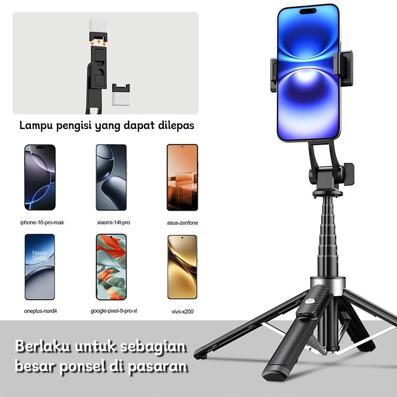 TOOREA U69 130cm Tripod Tongsis Bluetooth Selfie Stick 4 Kaki Tripod Kamera DSLR Tongsis Paduan