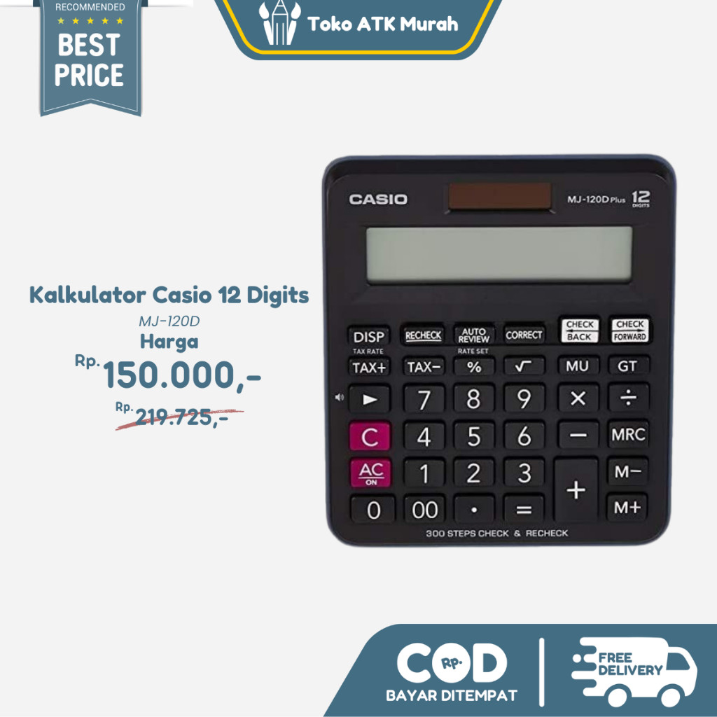 

Calculator Casio MJ-120D PLUS Kalkulator Meja 12 Digit Original Check & Correct WE!!