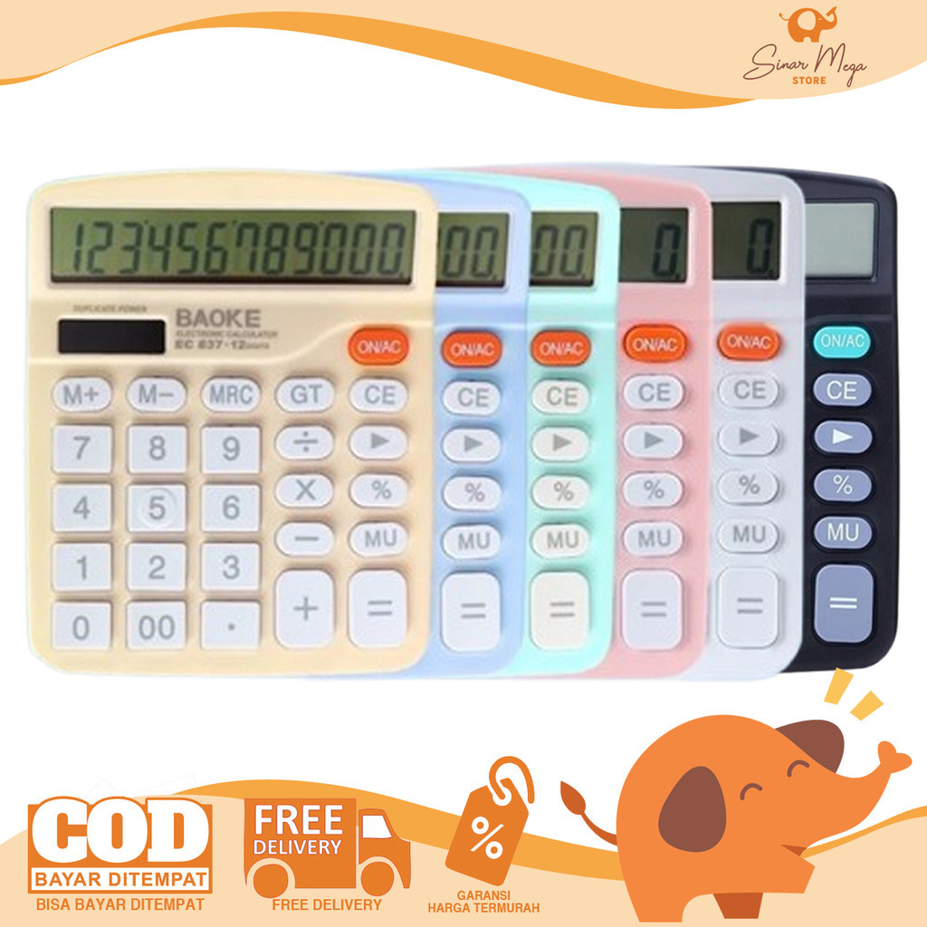

BAOKE Kalkulator Meja EC 837 / Desk Calculator12 Digit Warna Pastel Murah Berkualitas WE!!