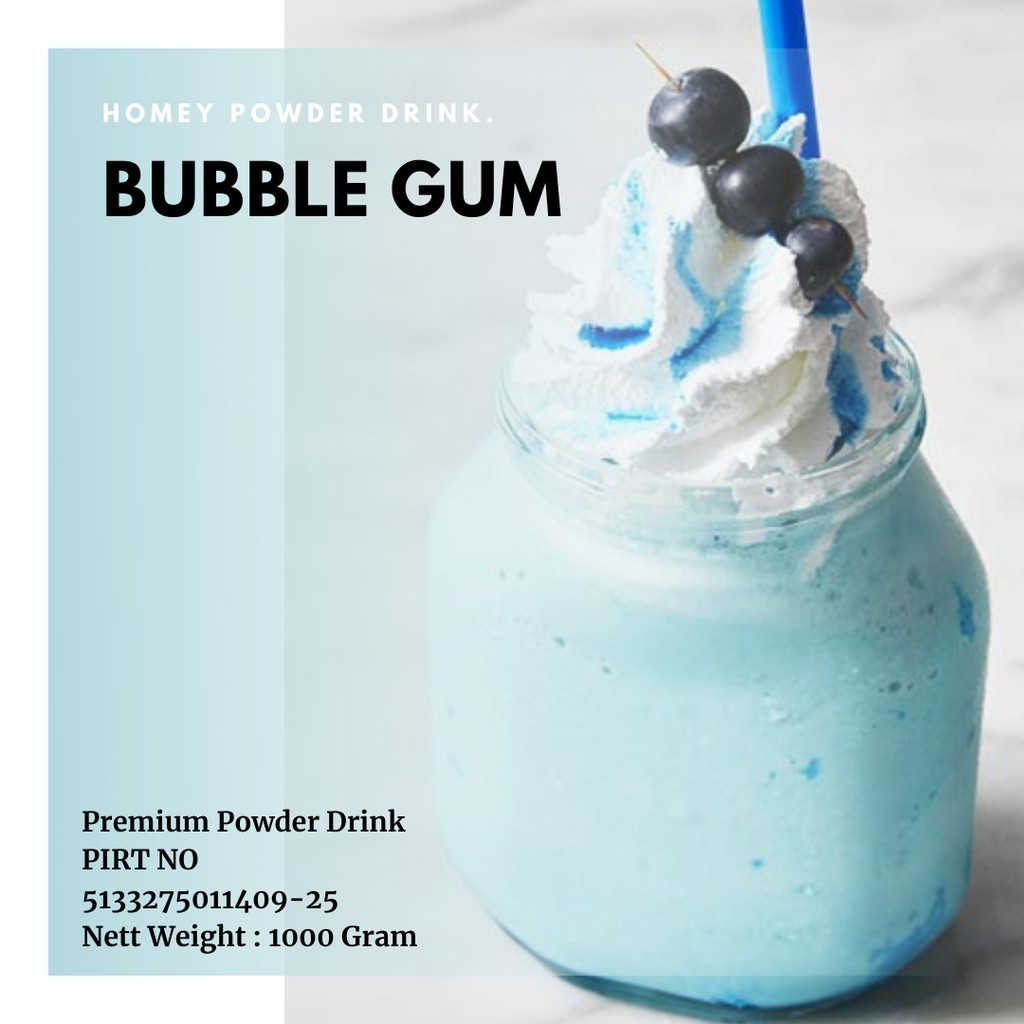 

WHYN!! BUBBLEGUM DRINK POWDER 1KG/BUBUK MINUMAN BUBBLEGUM
