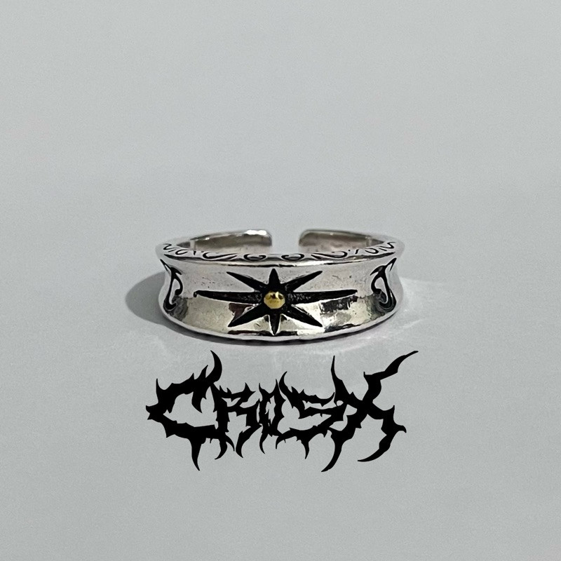 M3 STAR RING / CINCIN BINTANG OFF WHITE PANAH CINCIN SALIB SUN MOON BULAN / Y2K RETRO VINTAGE CROSS
