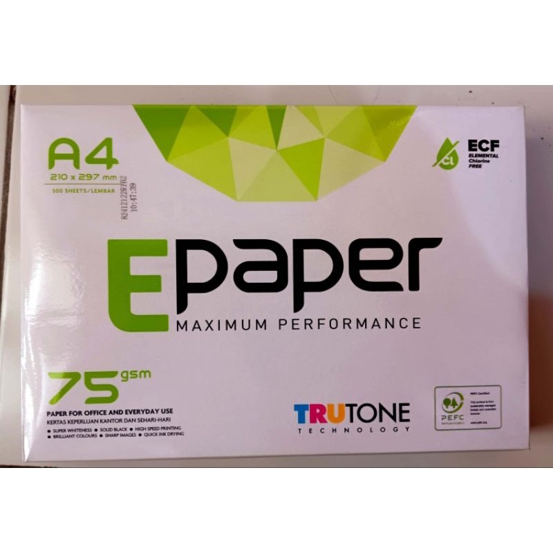 

Kertas HVS E-Paper A4 75gsm Isi 500 Lembar