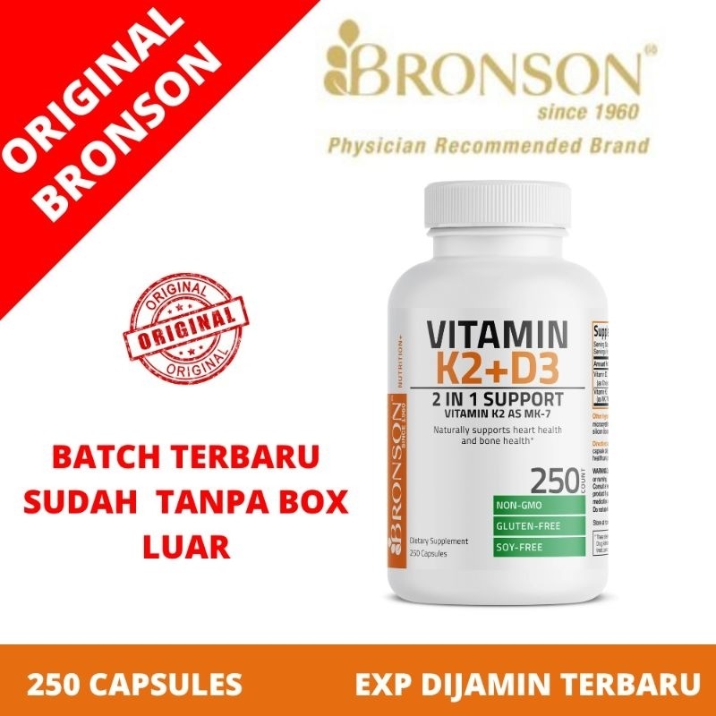 Bronson Vitamin D3 K2 5000 iu isi 250 Capsules Orinal USA