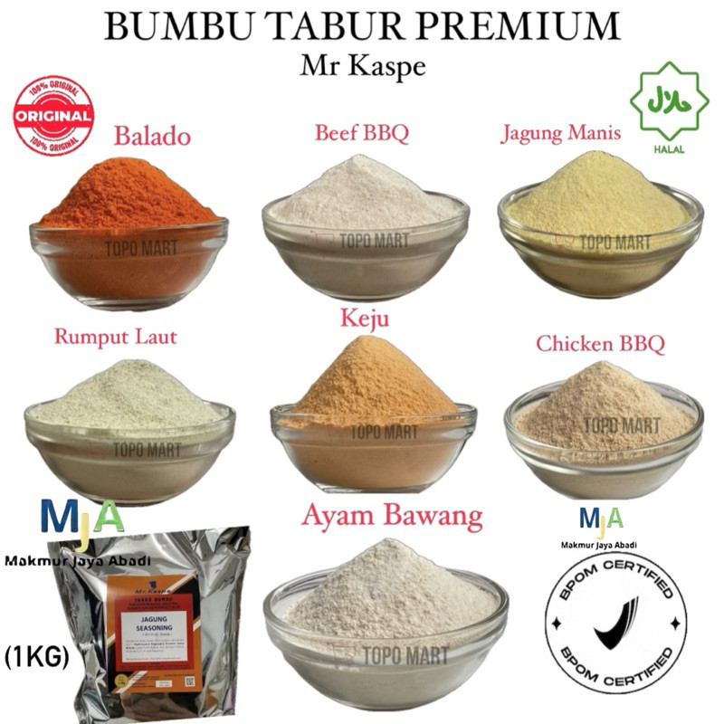 

(BISA COD) PROMO Bumbu Tabur Premium Mr Kaspe 1 Kg / Bumbu Tabur Snack Cemilan / Bumbu Tabur Makanan