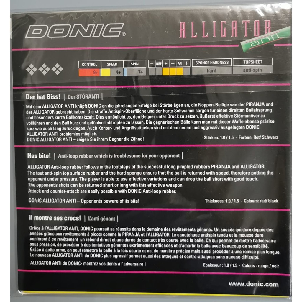 DONIC Alligator Anti Karet Pingpong Anti Spin