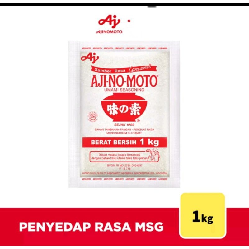 

1 kg (1000 gram ) Ajinomoto penyedap rasa / msg / glutamat / micin / mi cin / me cin vetsin halus