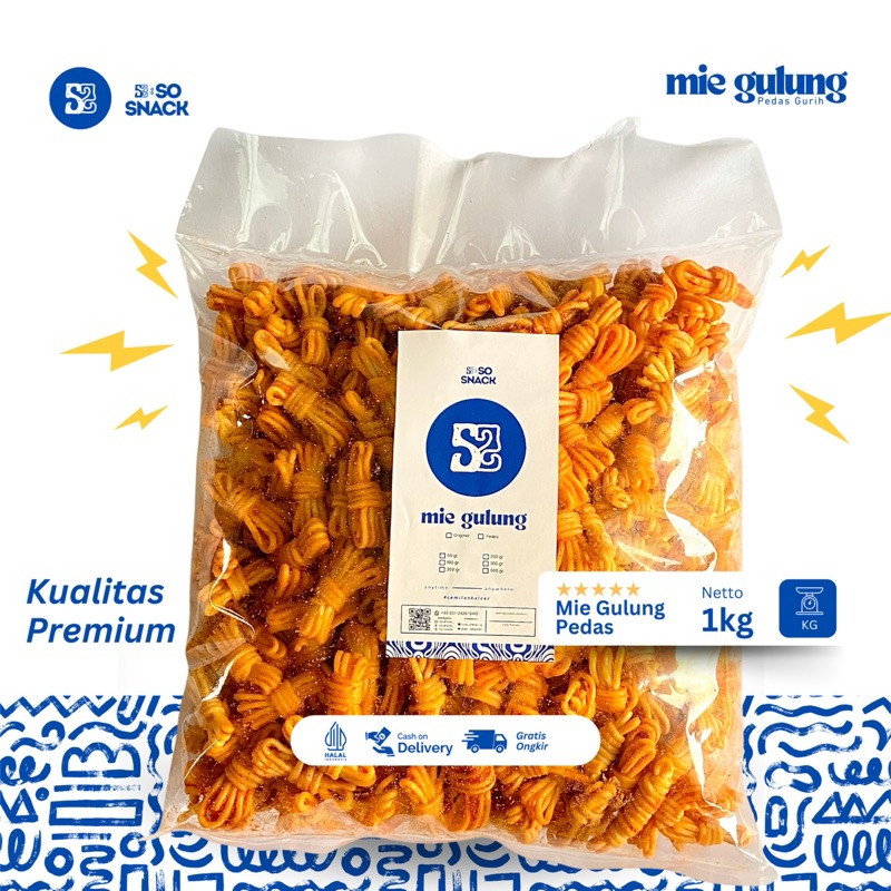 

SO SNACK Mie Gulung Pedas 1kg - Cemilan Viral Makanan Ringan WE!!