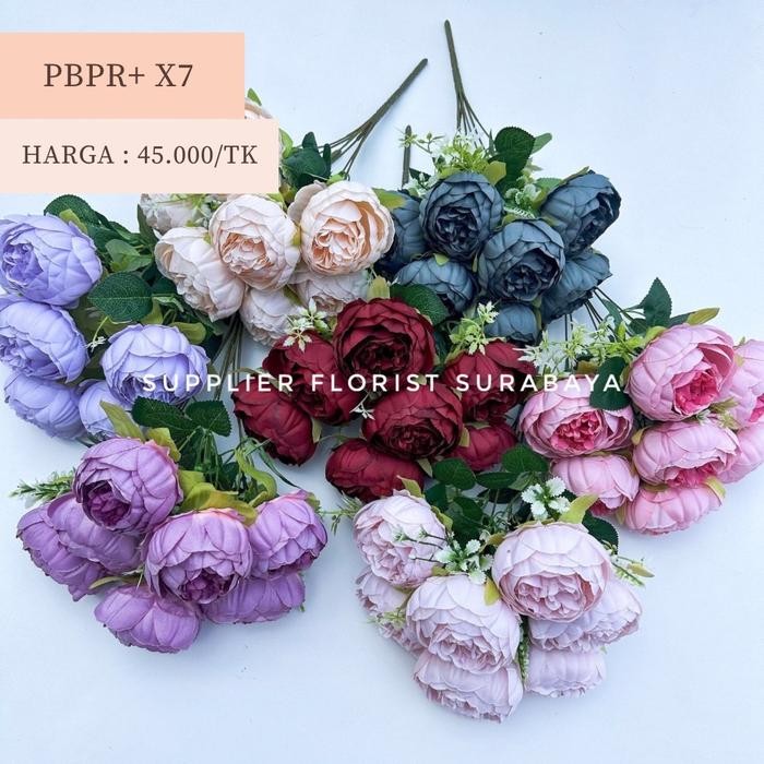 [PBPR+ X7] 7 KEPALA PEONY BESAR DENGAN PEMANIS RUMPUT BUNGA PALSU ARTIFICIAL FLOWER PEONY BUNGA HIAS