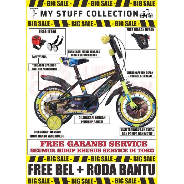 Sepeda Bmx Anak Ukuran 12 In Cocok Untuk Usia 2 - 4 Tahun + Roda 4