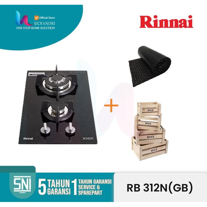 Kompor Gas Tanam Rinnai RB312 NGB / RB 312NGB / 2 tungku ORI