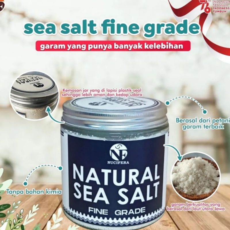 

SEA SALT GARAM LAUT ALAMI TANPA PEMUTIH TANPA PENGAWET NUCIFERA 500gr