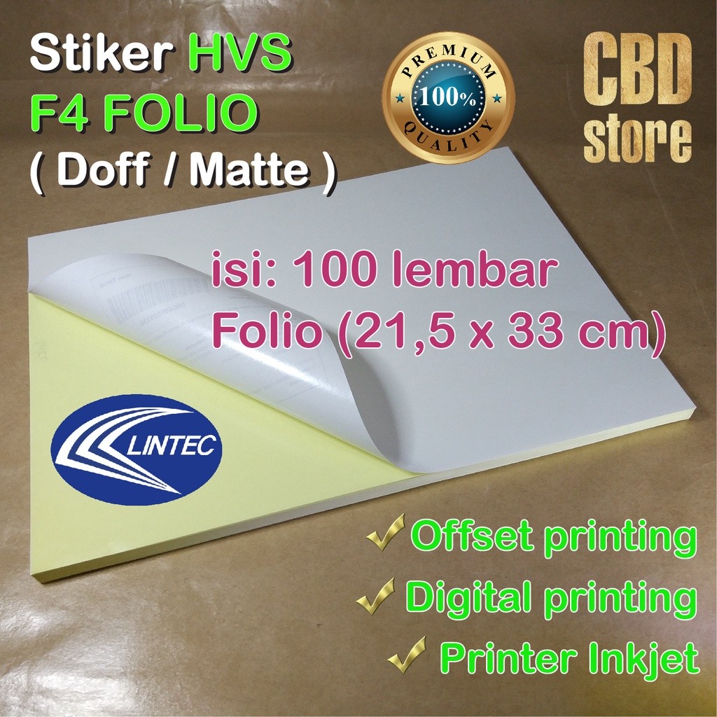 

Stiker HVS FOLIO 100 lembar Sticker HVS Folio 21,5 x 33cm merek Lintec