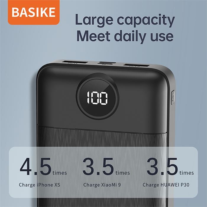 Powerbank 20000Mah Basike Asli Masukan Dan Keluaran Ganda