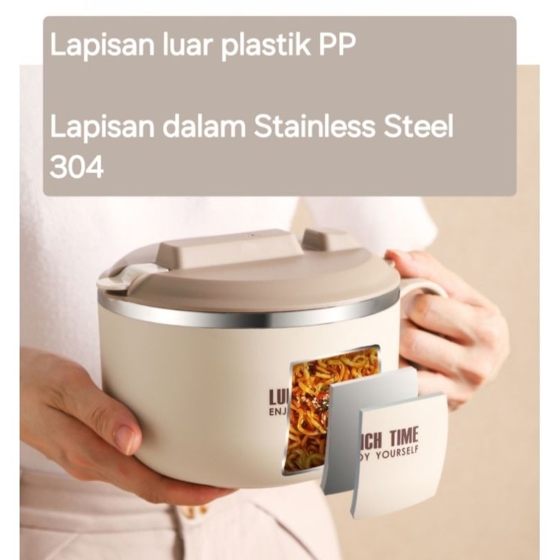 

Olivoliv Snack Kotak Makan Portable Tahan Bocor Tahan Panas 850Ml Anti Karat Premium / Kotak Makan