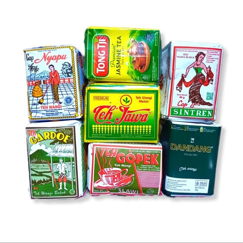 

Racikan teh solo sintren, nyapu, gopek, gardoe, dandang selection, teh jawa, tong tjie jasmine tea