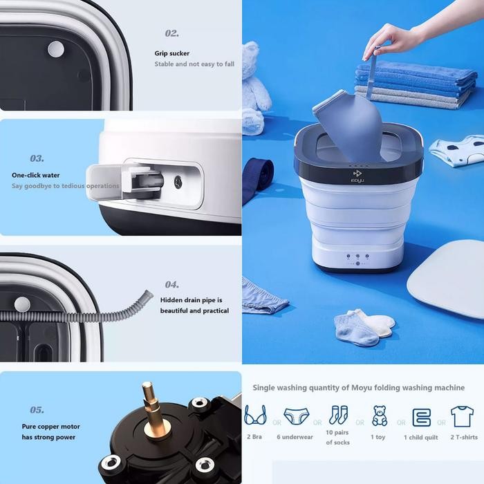 Xiaomi Moyu Washing Machine Mesin Cuci Portable Folding Travel Uv Drye