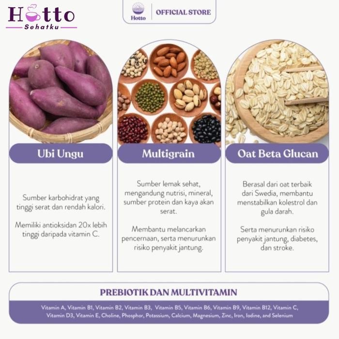 

JTTOP" HOTTO PURTO MULTIGRAIN WITH PURPLE POTATO 1 POUCH (16 SACHET) SEHATKU
