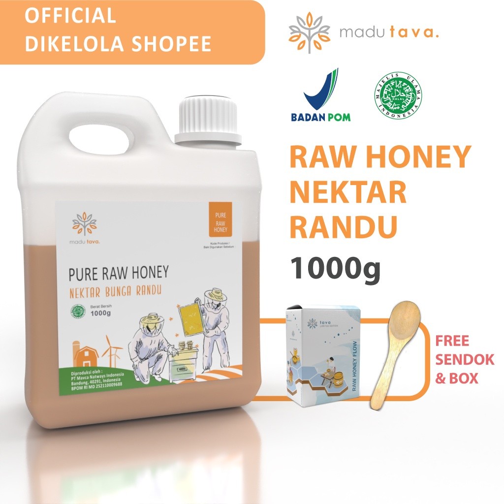 

Madu Asli Murni 1kg Tava Grade A Nektar Randu 100% Alami Pure Natural Raw Honey