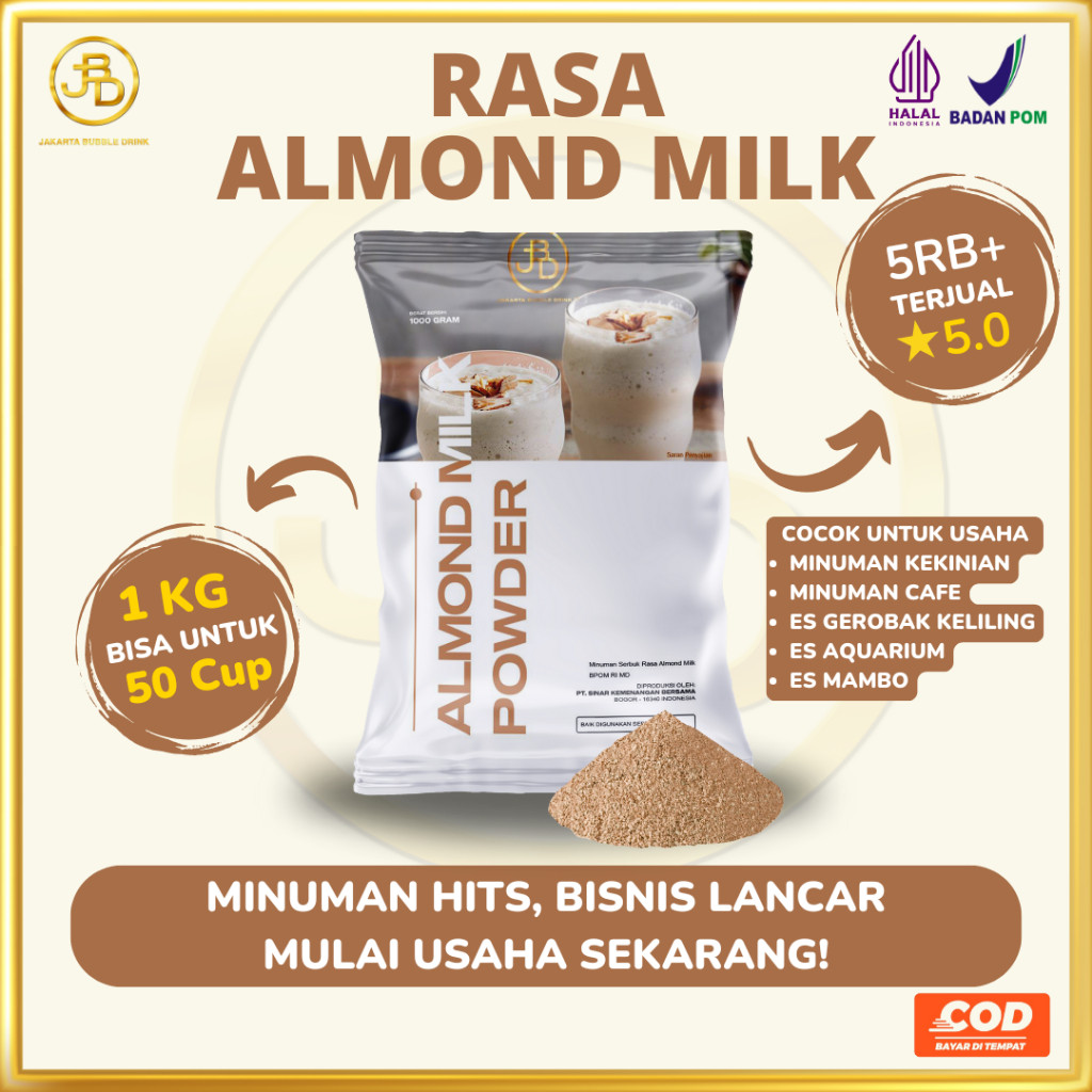 

Bubuk Minuman Premium ALMOND MILK -Jakarta Bubble Drink BPOM&HALAL