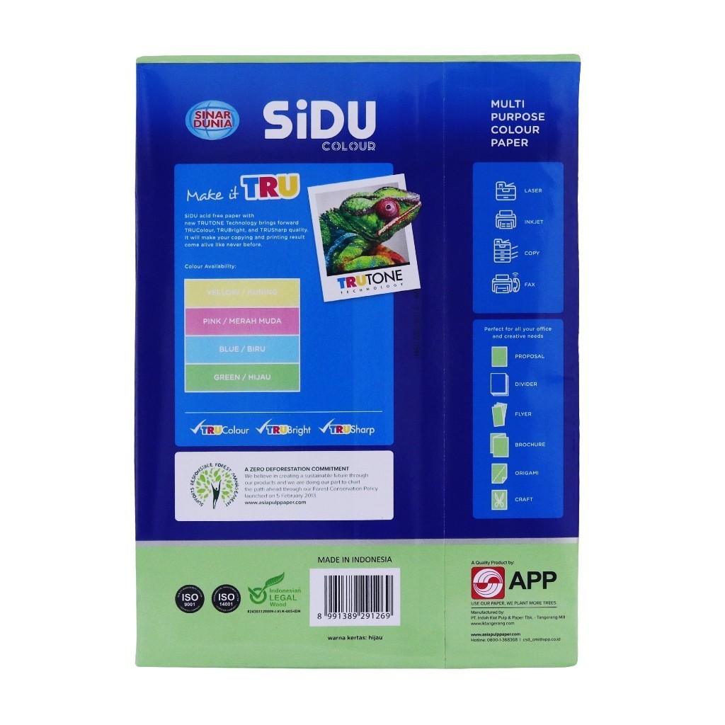 

[Stationery Spectrum] SiDU Kertas Fotocopy Warna Hijau/Green 70 GSM A4 1 RIM - SDU CLR 70 A4 190