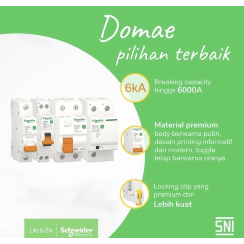 MCB 10Ampere 1Phase Domae 6kA Schneider Original