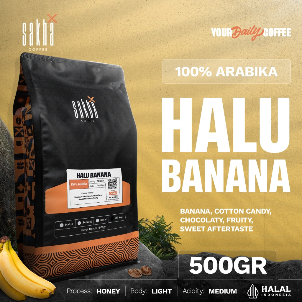 

SAKHA COFFEE BIJI KOPI ARABIKA HALU BANANA ARABICA COFFEE BEANS MANUAL BREW 500GRAM 100% ORIGINAL