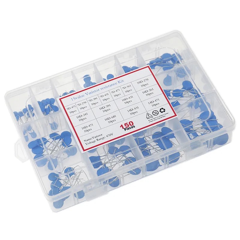 BEST SELLER 150pcs/lot 15value Varistor Resistor Assorted kit 5D471K 7D391 7D471K 7D431K 10D471K 10D