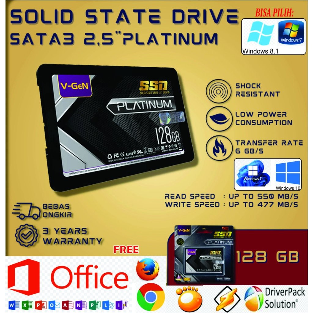 MD SSD V-Gen Platinum 128GB 256G7B 512GB 1TB SIAP PAKAI