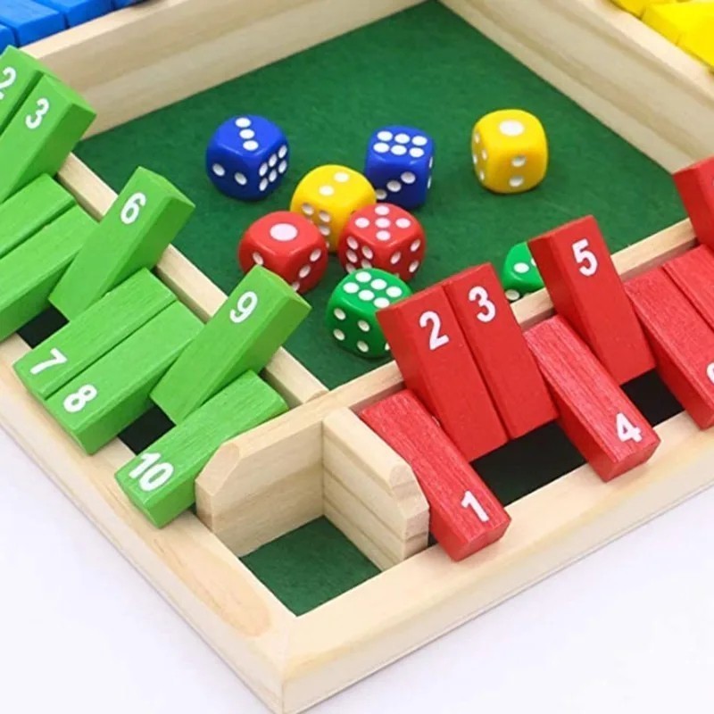 4 Warna Mainan Board Game The Box Board Gae Untuk Keluarga Glory Shut the box board game Dadu Shut