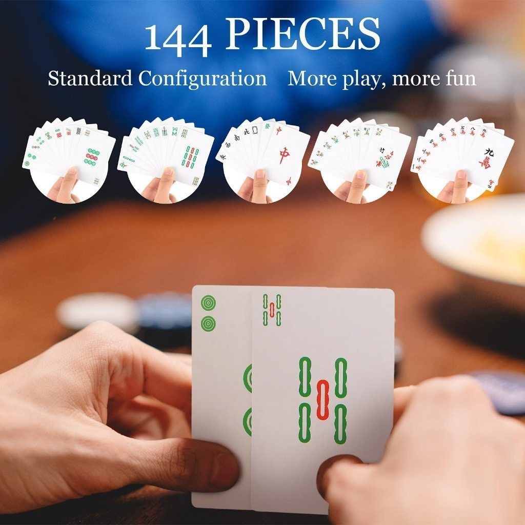 Portable Mahjong 144 cards Mahjong Chinese Cards Game Travel set Mahjong Board Game-Chinese Mahjong