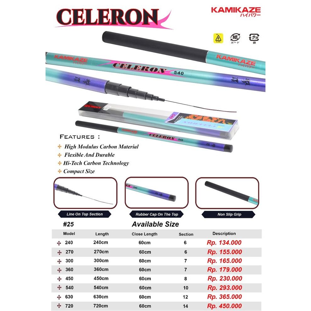 Joran Tegek Kamikaze Celeron 360 450 540 630 720 Cm