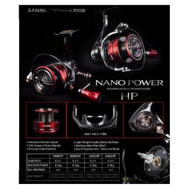Varian Reel RYOBI Ranmi Nano Power 1000-2000-3000HP