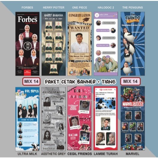 viral paket x banner + tiang spanduk banner wisuda, wedding, olshop aqiqah ulang tahun dll