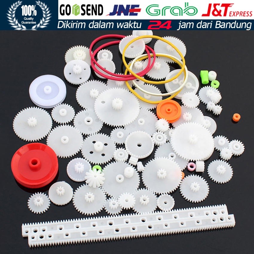 MD 75Pcs Plastic Gear Rack Shaft Pulley Belt Kit / Perlengkapan Roda Gigi Plastik Spindel