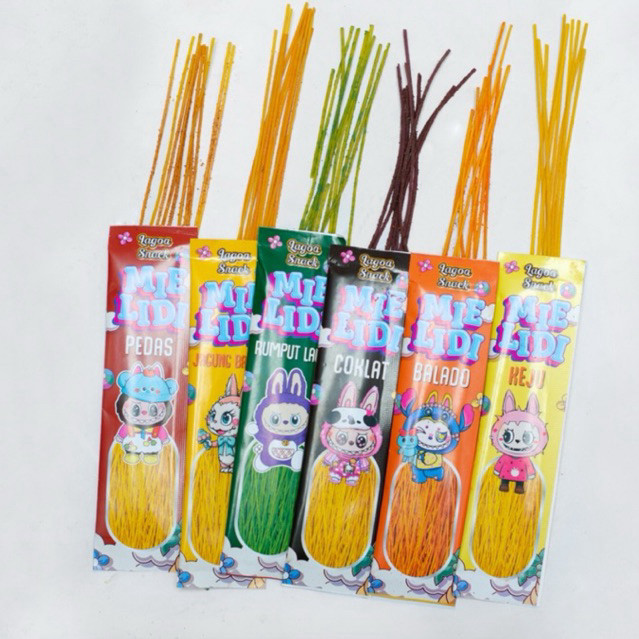

[PAKET USAHA] ISI 60 PCS MIE LIDI KARAKTER LABUBU BISA CUSTOM RASA ADA 6 VARIAN RASA LEZAT ENAK