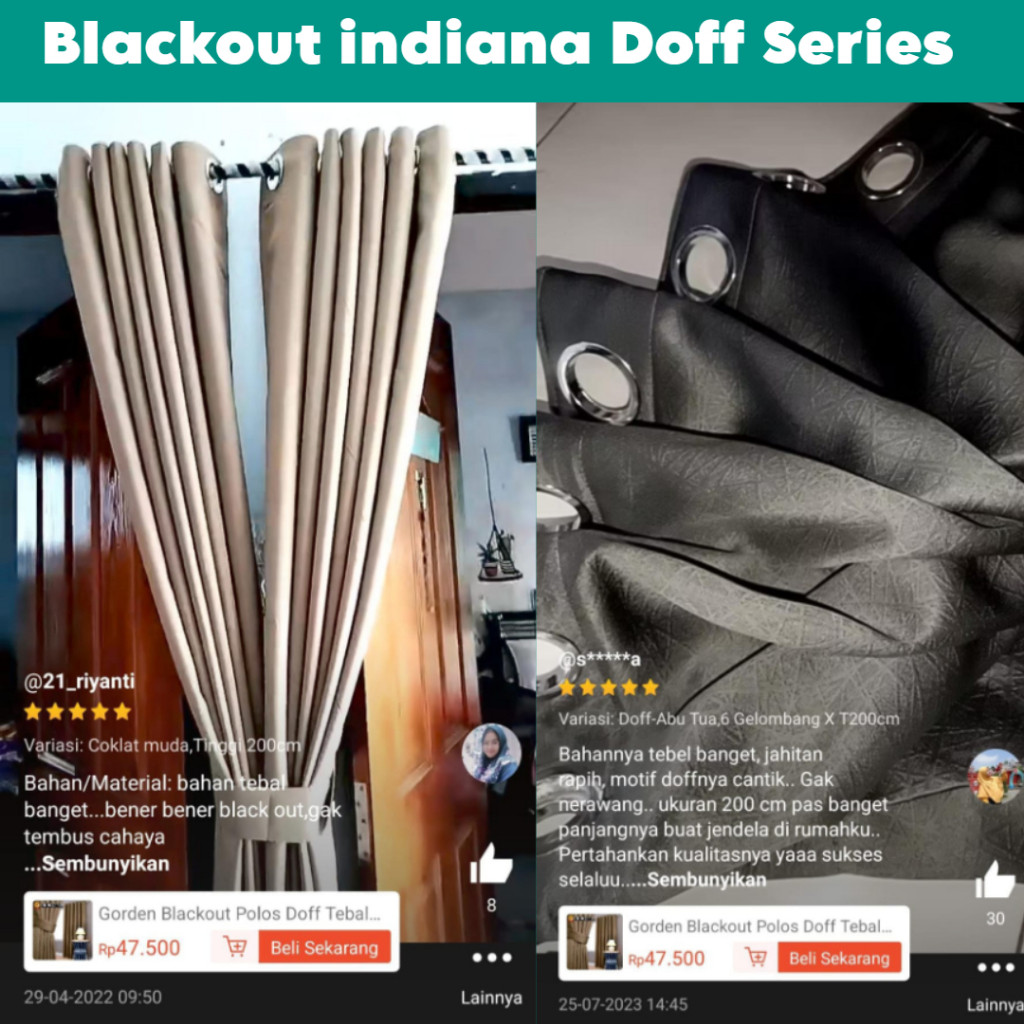 Sale Gorden Jendela Pintu Kamar Biru Laut Minimalis Blackout Import Panjang Pendek Biru Muda