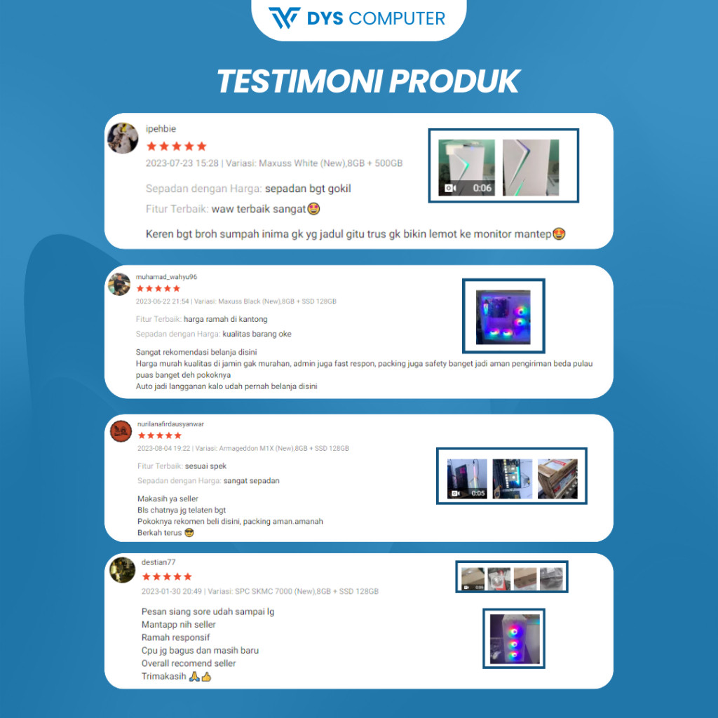 Komputer Full Set I5 Gaming Desain Editing RAM 16GB / SSD 256GB