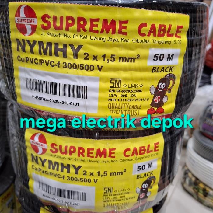 Kabel Listrik Supreme Nymhy 2X1.5 Serabut Per Roll 50M