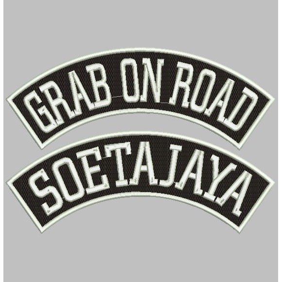 BCP-57 PATCH BORDIR GRAB ON ROAD SOETAJAYA CUSTOM BORDIR UK PUNGGUNG LOGO/EMBLEM AKSESORIS