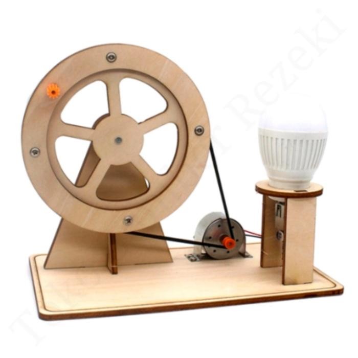 PREMIUM Generator Pembangkit Listrik Tangan DIY Dinamo Kayu Dynamo Tugas PLN