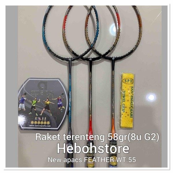 PREMIUM Raket Badminton APACS NEW FEATHER weight 55 Wt Ringan 58Gram ORIGINAL