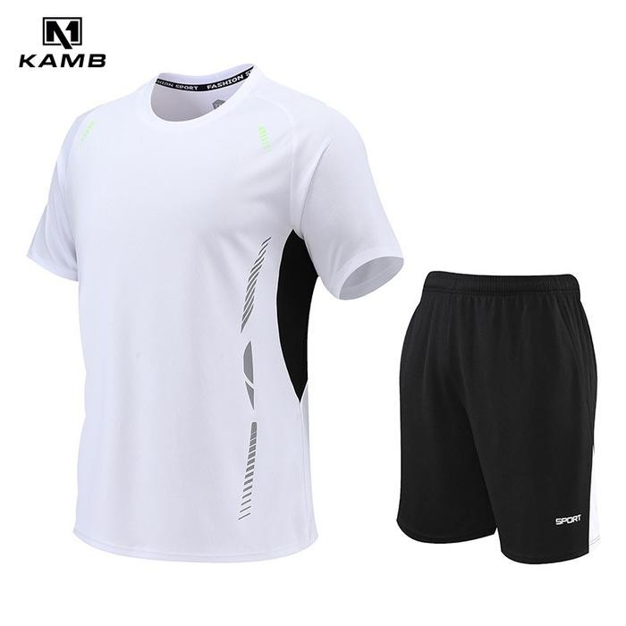 PREMIUM KAMB new set setelan olahraga pria running baju Pakaian Sport