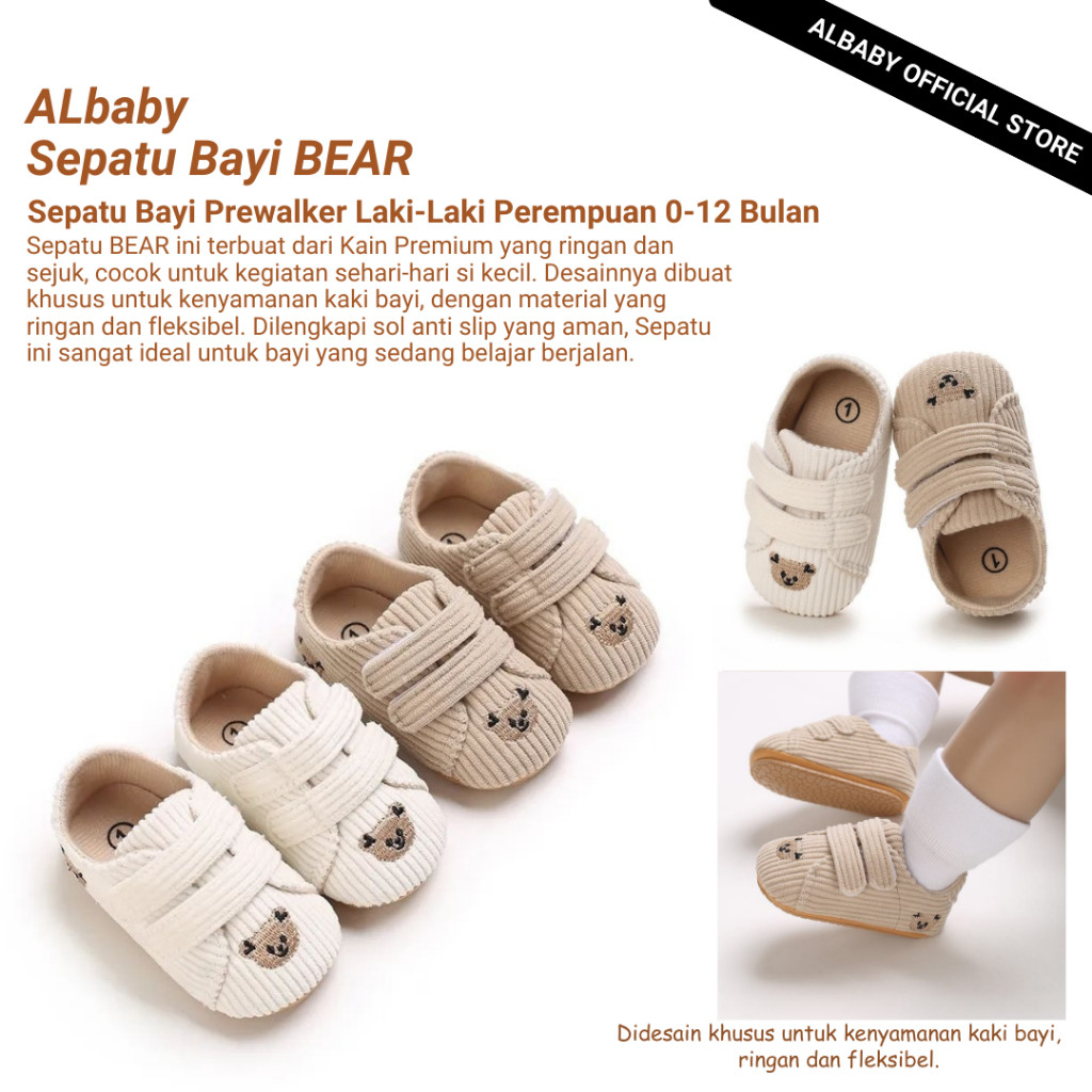 ALbaby Sepatu Bayi BEAR Laki Laki Perempuan Umur 0 6 12 Bulan 1 Tahun Terbaru